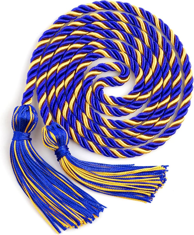 Leislam Graduation Cords, Graduation Honor Cords, Honor Cords, 2025 Graduation Tassel Honor Cords, 67" Long Braided Cords for 2025 Graduation Decorations Bachelor Gown for Student Master Doctoral, Blue Gold - Image 1